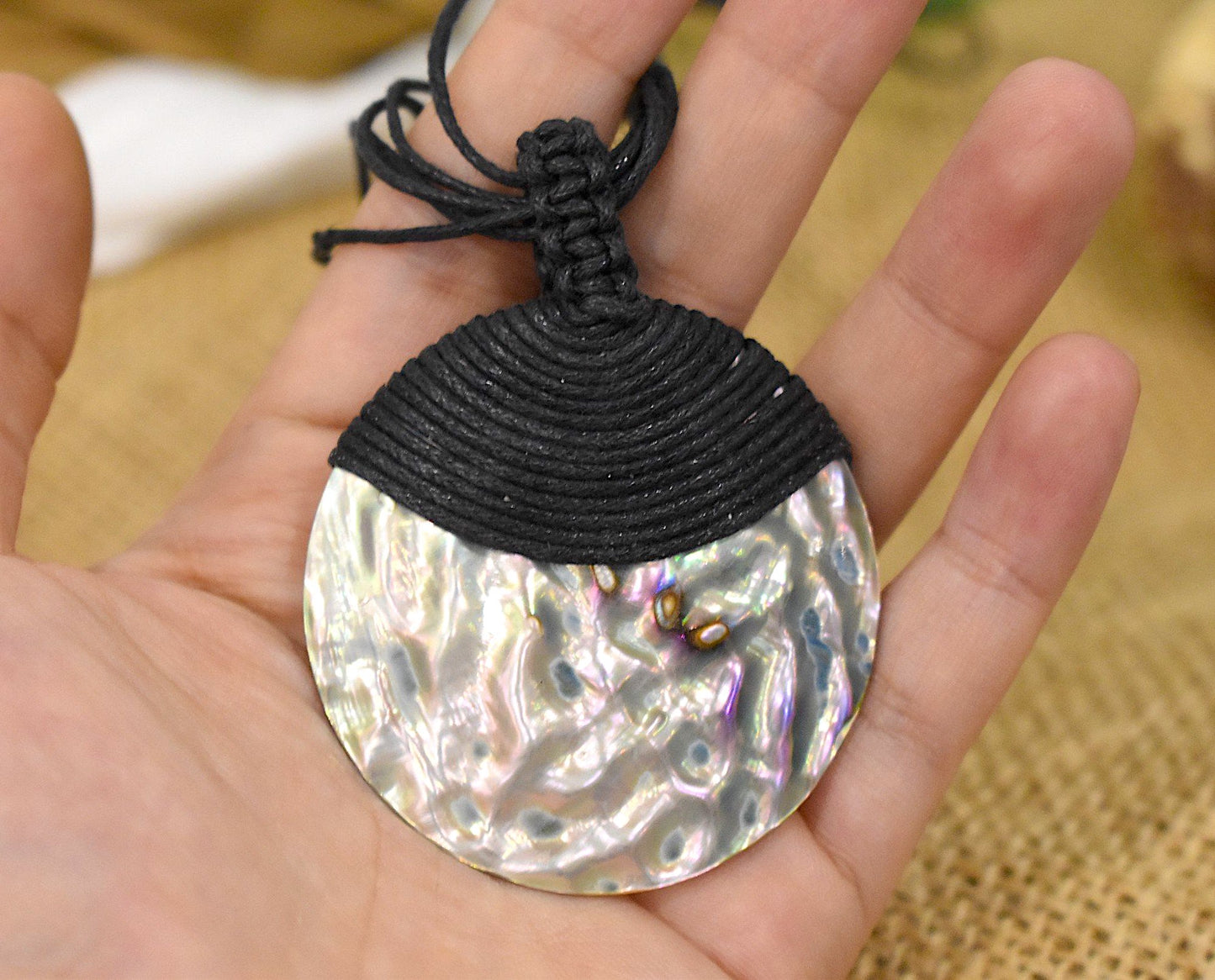 Natural Colorful Abalone Shell Pendant Charm Pendant Necklace Jewelry