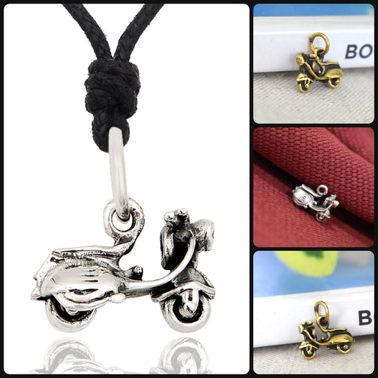 Classic Vintage Vespa Scooter 92.5 Sterling Silver Gold Brass Charm Necklace Pendant Jewelry