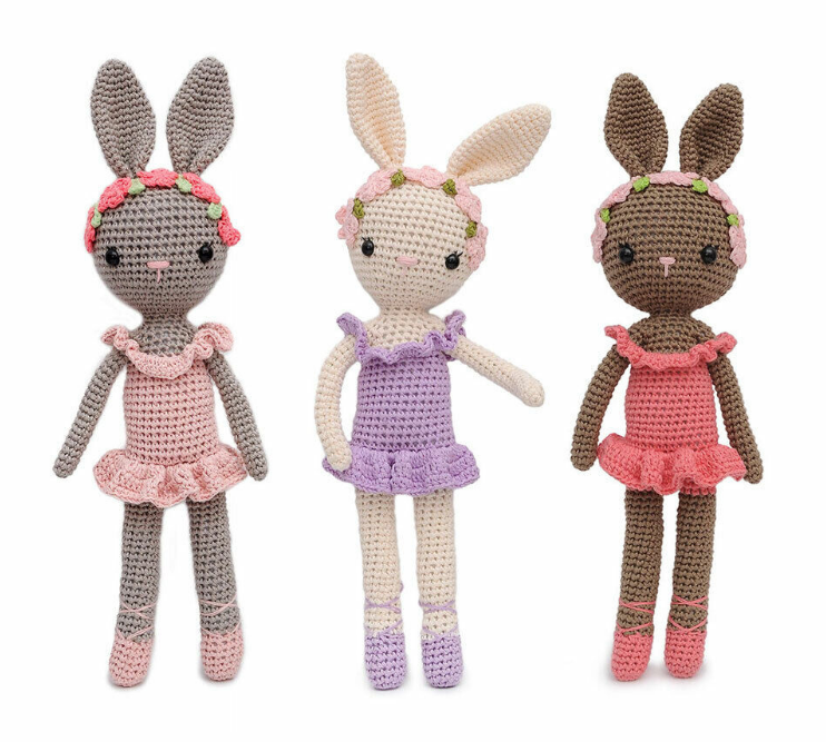 Ballerina Bunny Charlotte Handmade Amigurumi Stuffed Toy Knit Crochet Doll VAC