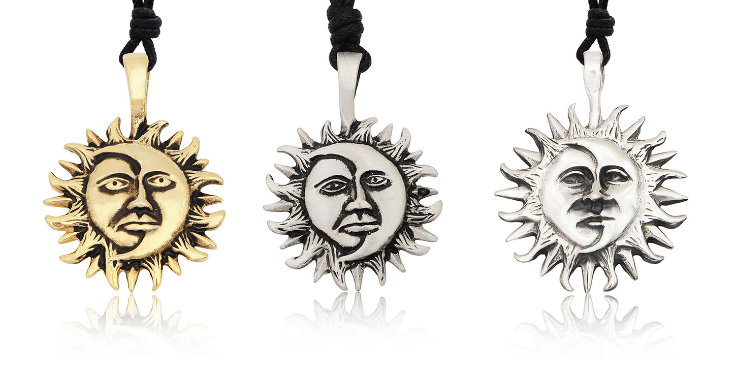 Ying Yang Sun & Moon 92.5 Sterling Silver Brass Charm Necklace Pendant Jewelry