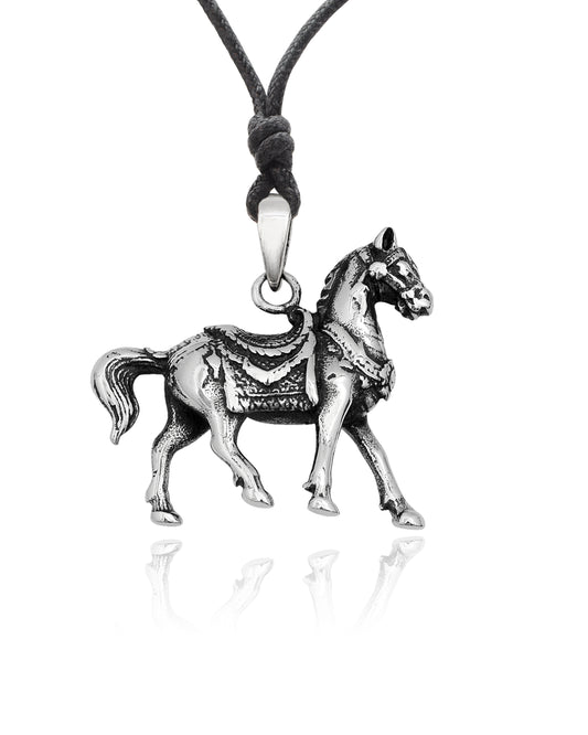 Vintage Large Horse Stainless Steel Necklace Pendant Jewelry