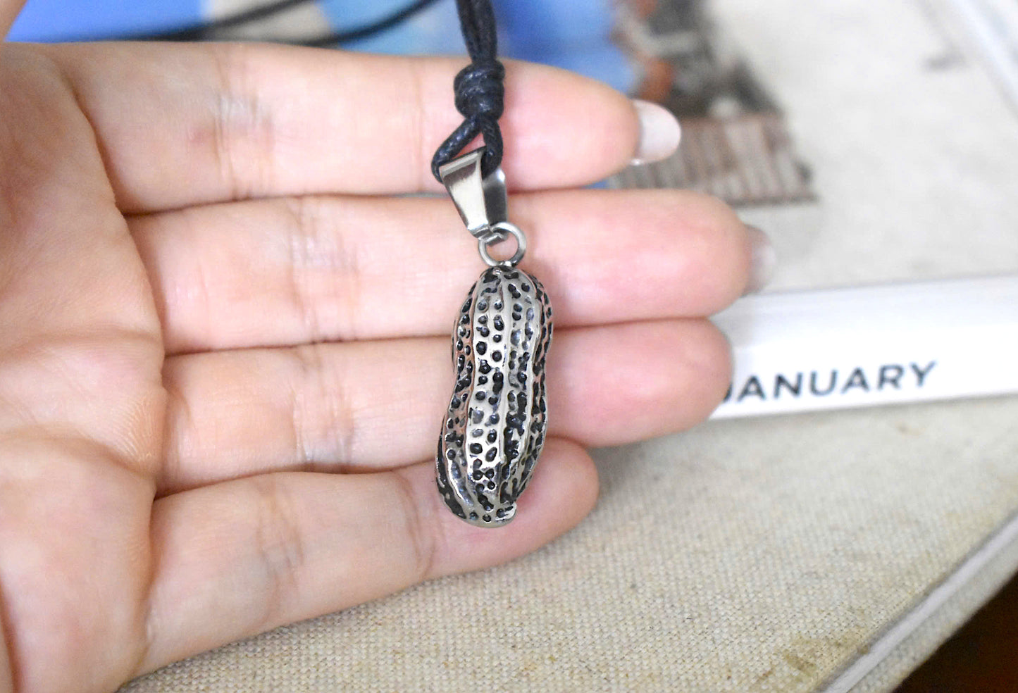 Handmade Peanuts Nut Nature Pendant Jewelry Stainless Steel Necklace Pendant Jewelry