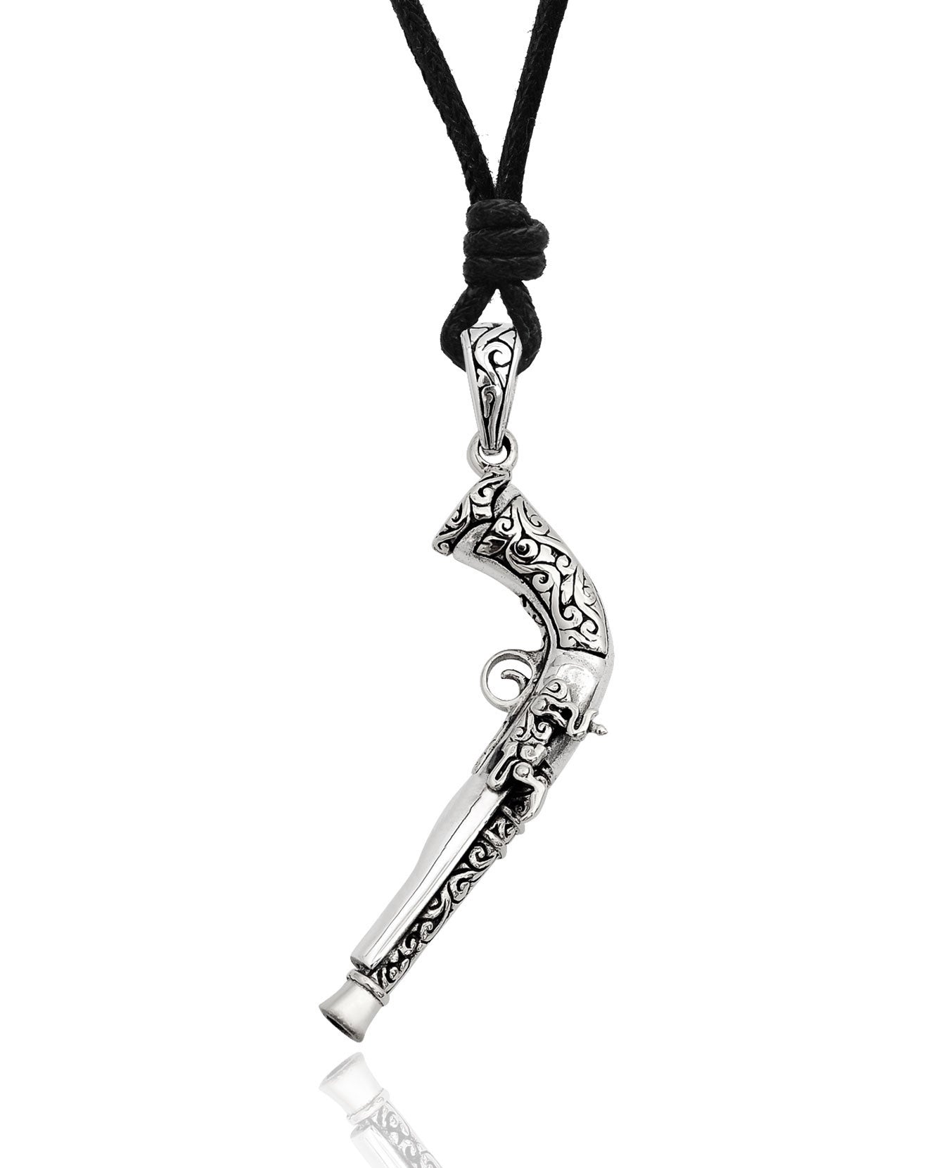 Gothic Musket Antique Flintlock Gun Pistol Sterling Silver Brass Pendant Charm Necklace Pendant Jewelry