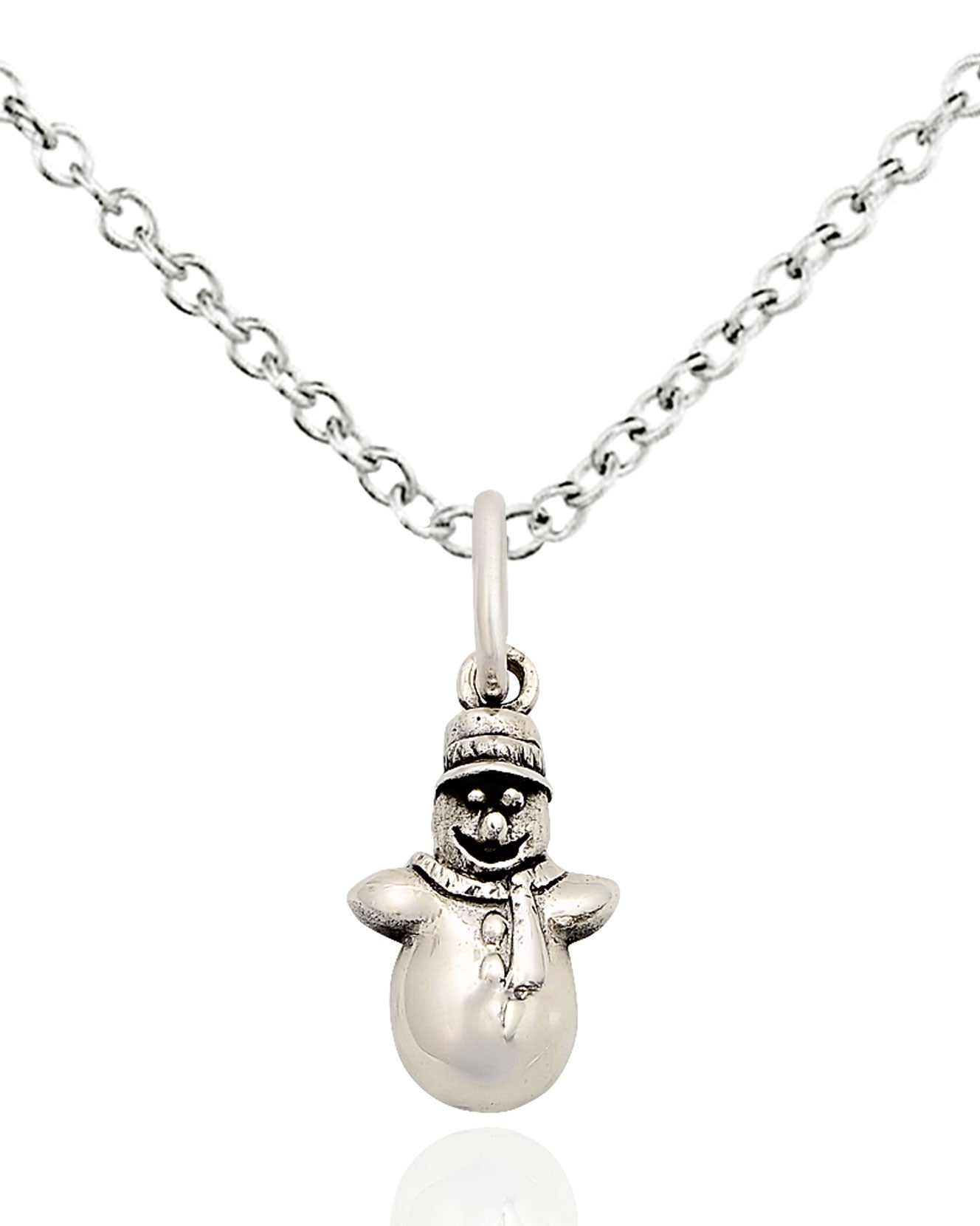 Cute Mini Snowman Frozen 92.5 Sterling Silver Gold Brass Charm Necklace Pendant Jewelry