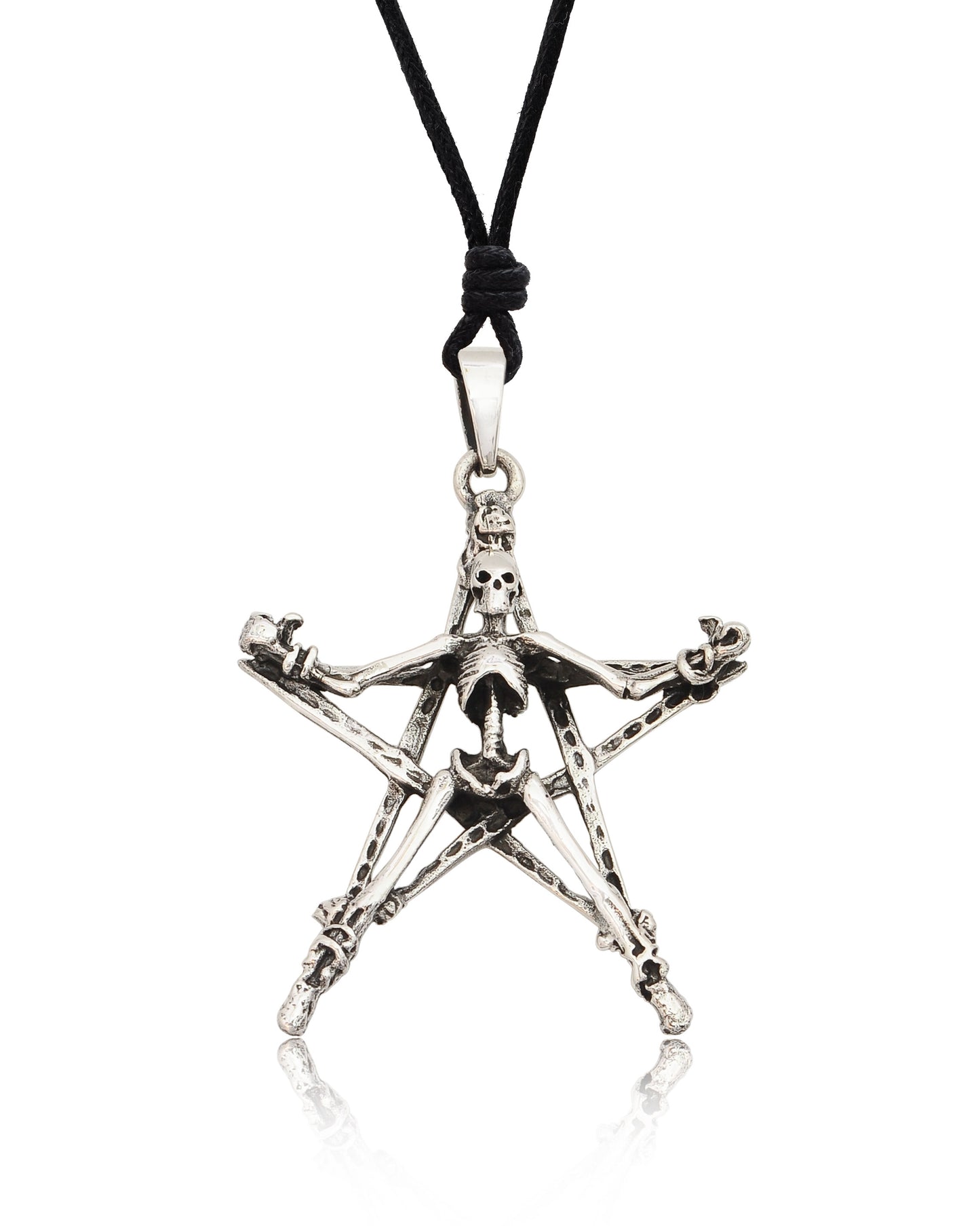 Star Man Skeleton On Pentagram Sterling Silver Gold Brass Charm Necklace Pendant Jewelry