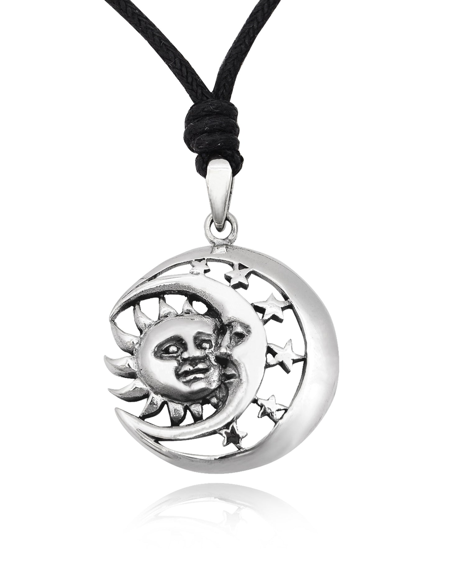 Sun Moon Ying Yang 92.5 Sterling Silver Pewter Brass Charm Necklace Pendant Jewelry