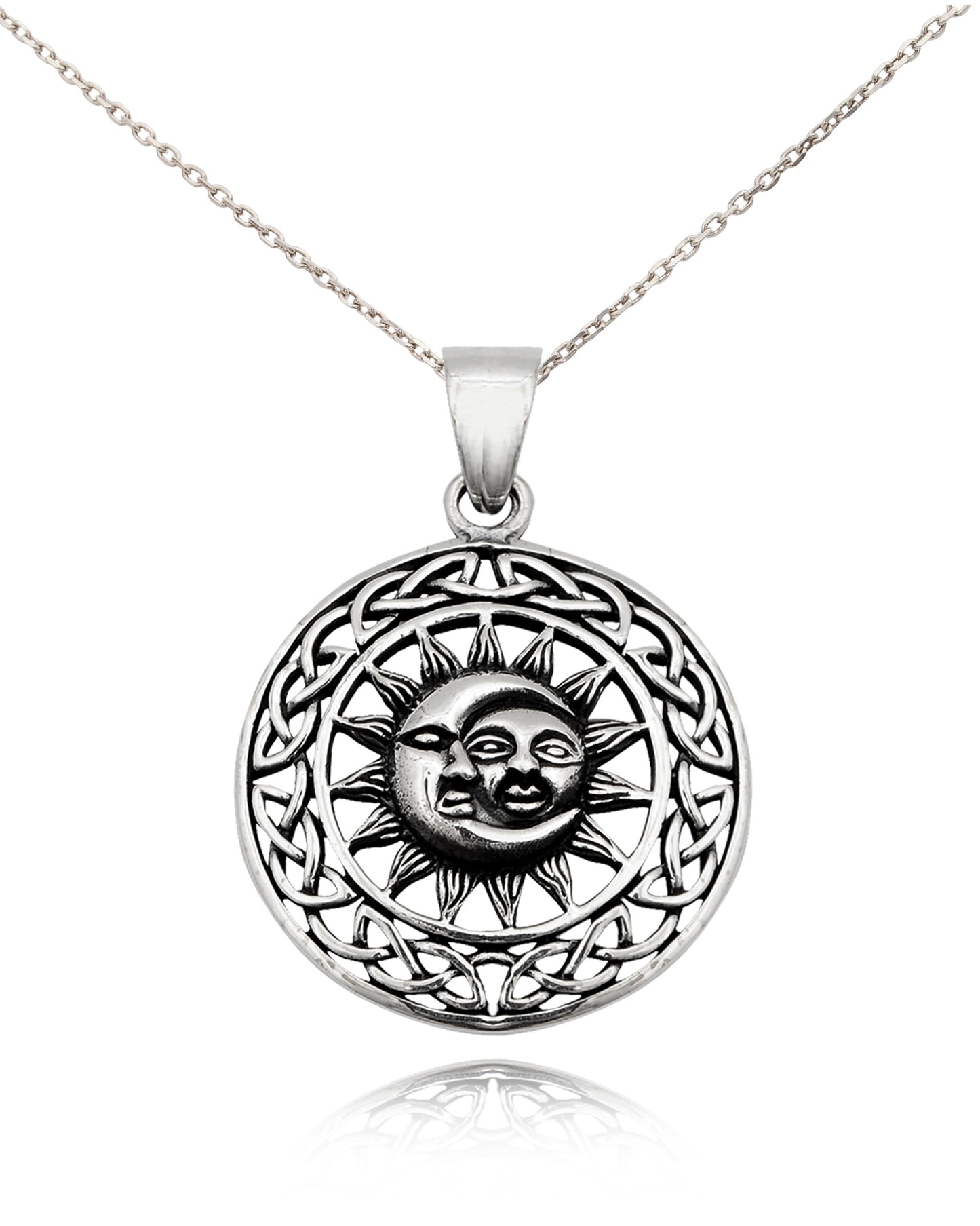 Sun & Moon Ying Yang 92.5 Sterling Silver Pewter Brass Charm Necklace Pendant Jewelry