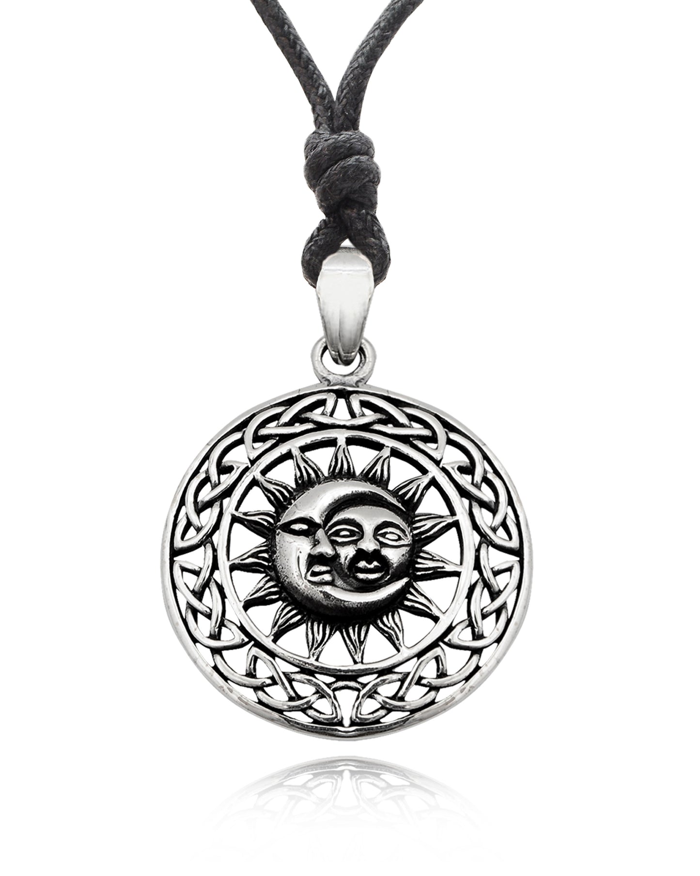 Sun & Moon Ying Yang 92.5 Sterling Silver Pewter Brass Charm Necklace Pendant Jewelry