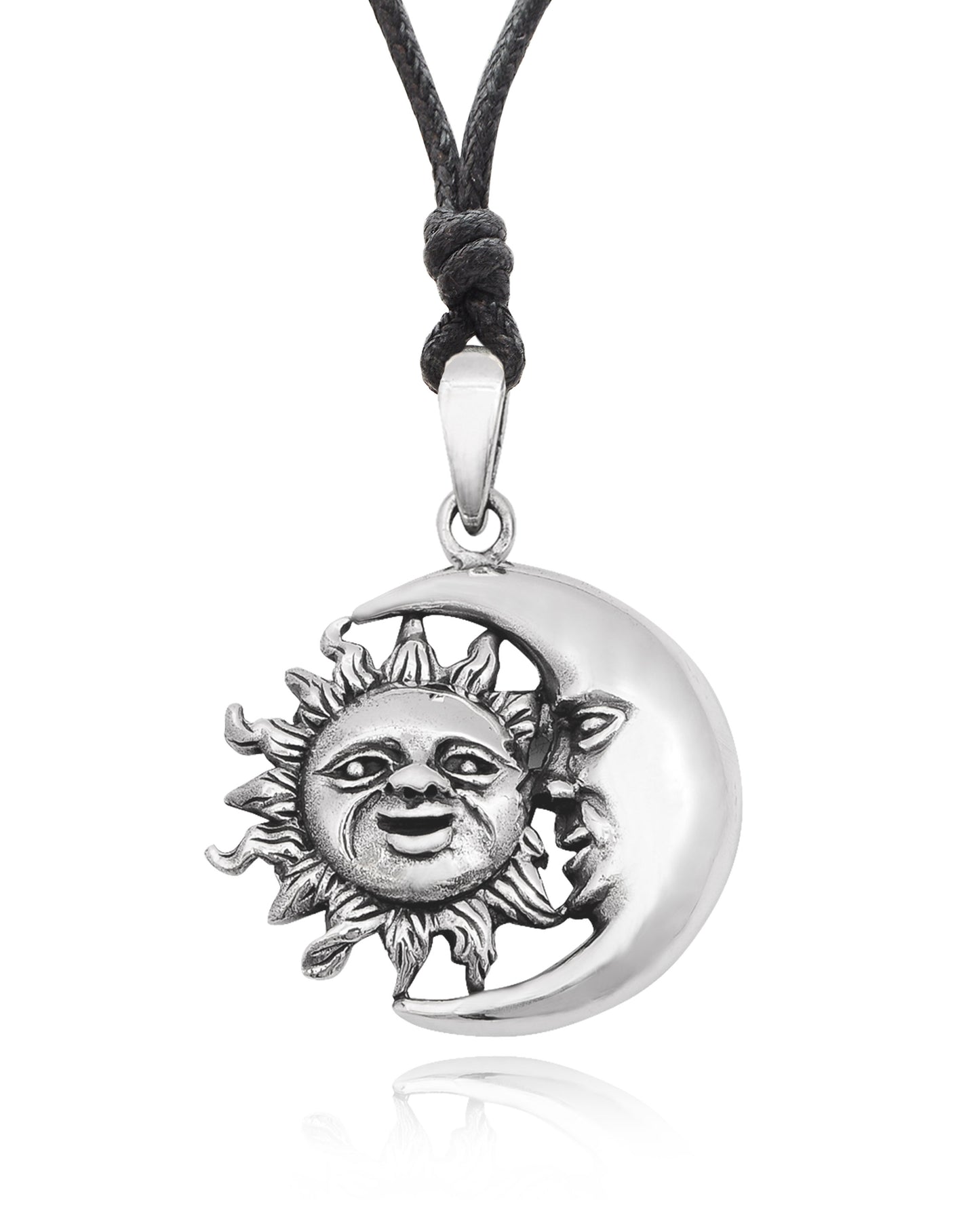 Sun & Moon Ying Yang 92.5 Sterling Silver Pewter Brass Charm Necklace Pendant Jewelry