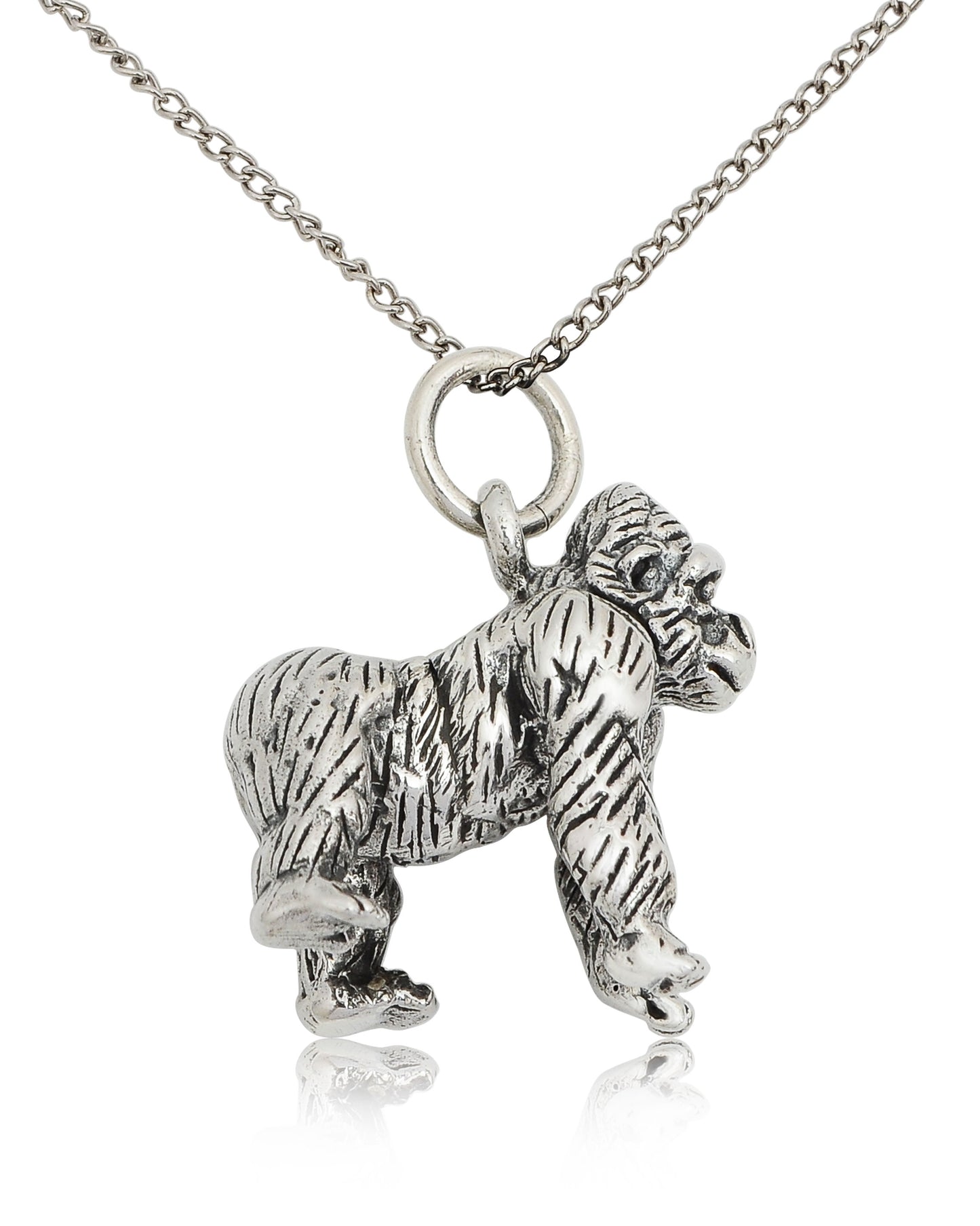 King Kong Gorilla 92.5 Sterling Silver Gold Brass Necklace Pendant Jewelry