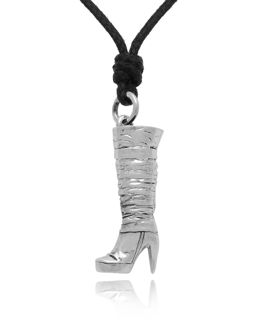 Women's Knee High Boots Pendant Sterling Silver Gold Brass Charm Necklace Pendant Jewelry