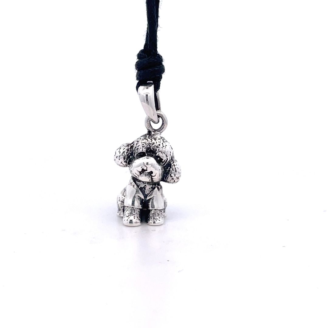 Vintage Cute Teddy Dog Pendant Sterling Silver Gold Brass Pendant Necklace