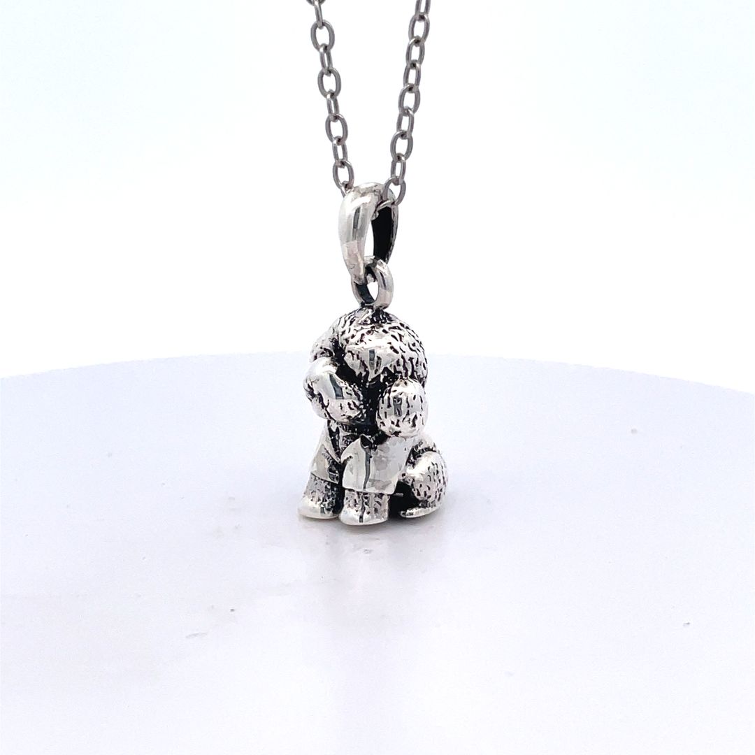 Vintage Cute Teddy Dog Pendant Sterling Silver Gold Brass Pendant Necklace