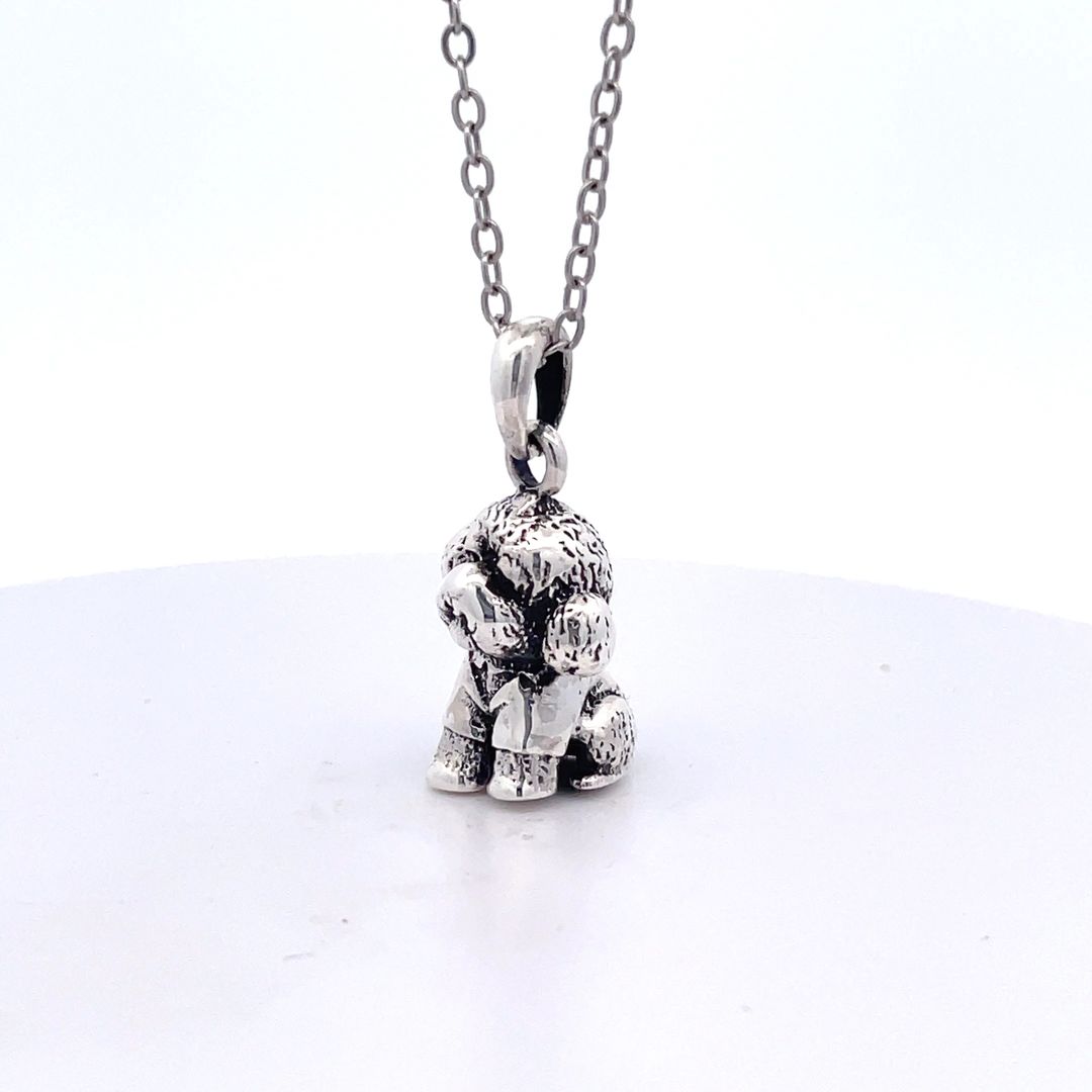 Vintage Cute Teddy Dog Pendant Sterling Silver Gold Brass Pendant Necklace