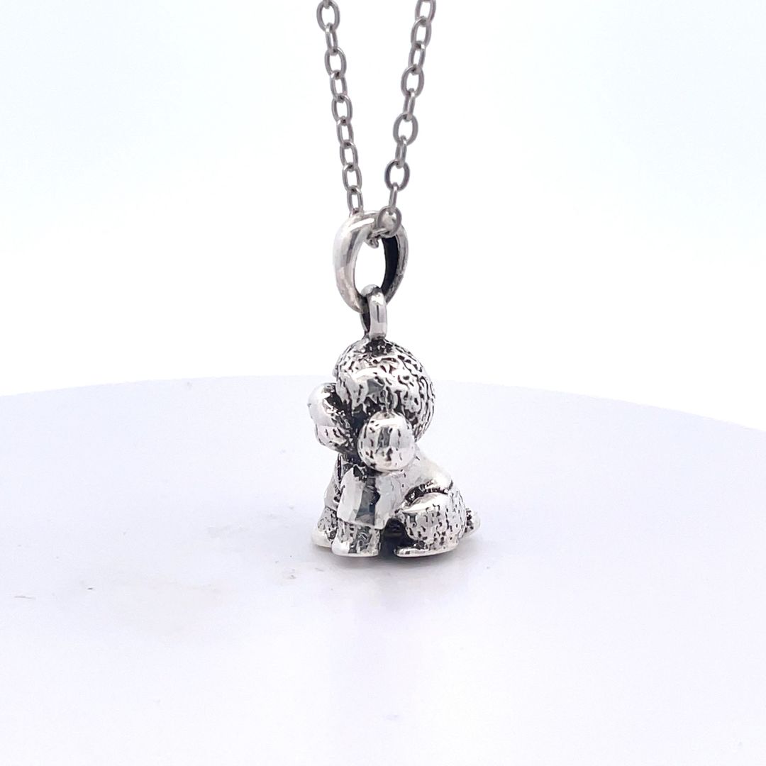 Vintage Cute Teddy Dog Pendant Sterling Silver Gold Brass Pendant Necklace