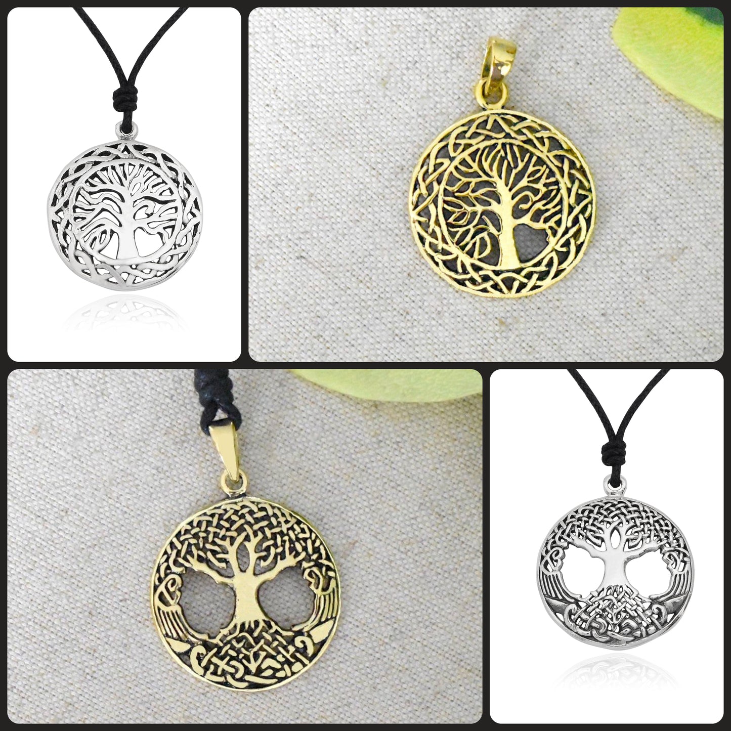 Tree of Life 92.5 Sterling Silver Brass Charm Necklace Pendant Necklace Jewelry