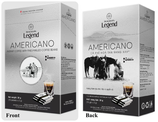 Trung Nguyên Legend Instant Coffee With Finely-Milled Coffee Beans – Americano 30g (15 Pack x 2g)