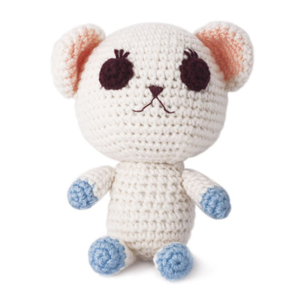 White-Blue Bear, Baby toy Handmade Amigurumi Stuffed Toy Knit Crochet Doll VAC