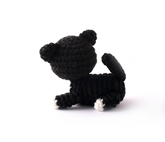 Black Cat Handmade Amigurumi Stuffed Toy Knit Crochet Doll VAC