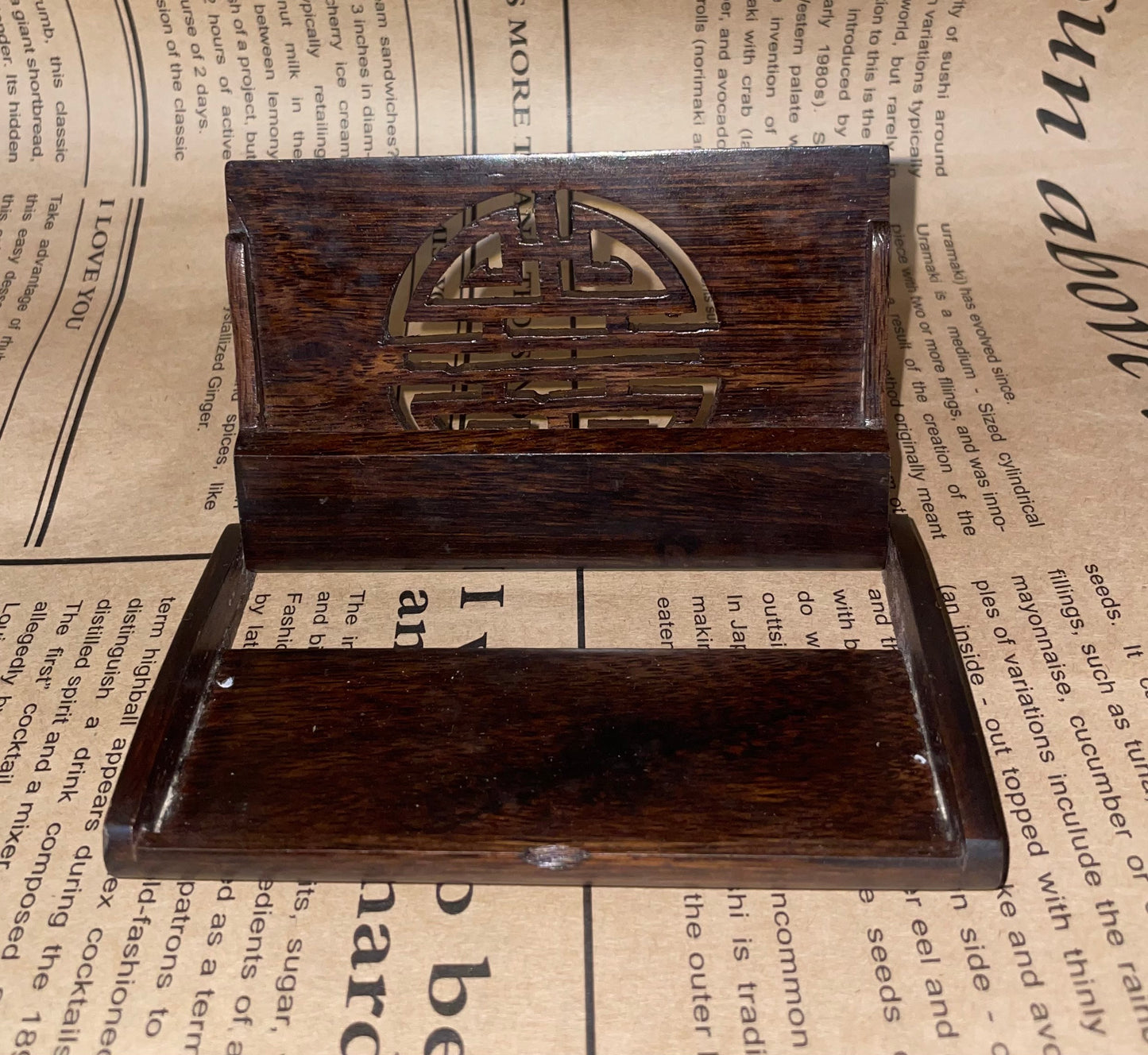 Wooden Business Cards Stroage Box - Desk Holder Display Frame Desktop Card Wooden