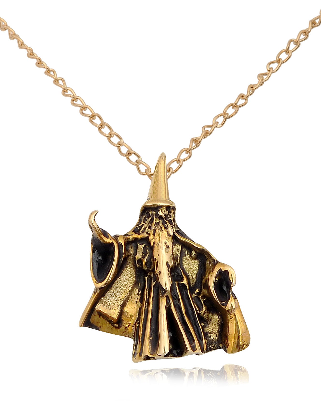 Wizard Merlin Gandalf Handmade Sterling Silver Gold Brass Necklace Pendant Jewelry