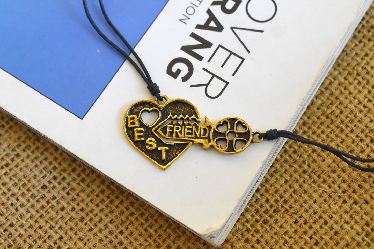 Bestfriend Couple Pendant Silver Pewter Gold Brass Charm Necklace Pendant Jewelr