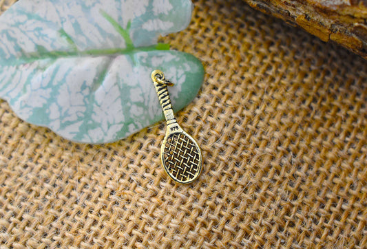 Tennis Racket Handmade Gold Brass Necklace Pendant Jewelry