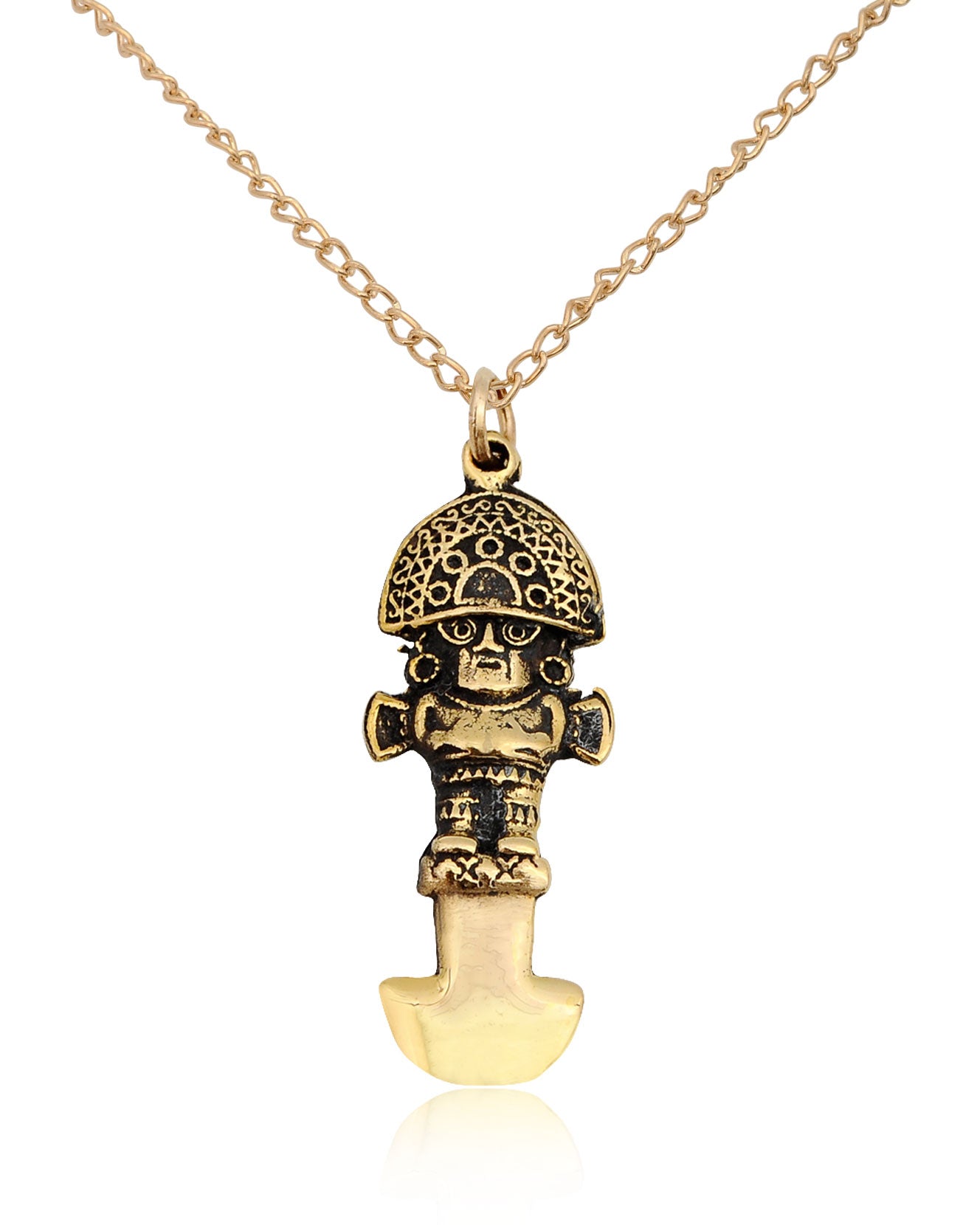 Peruvian Knife Handmade Gold Brass Necklace Pendant Jewelry