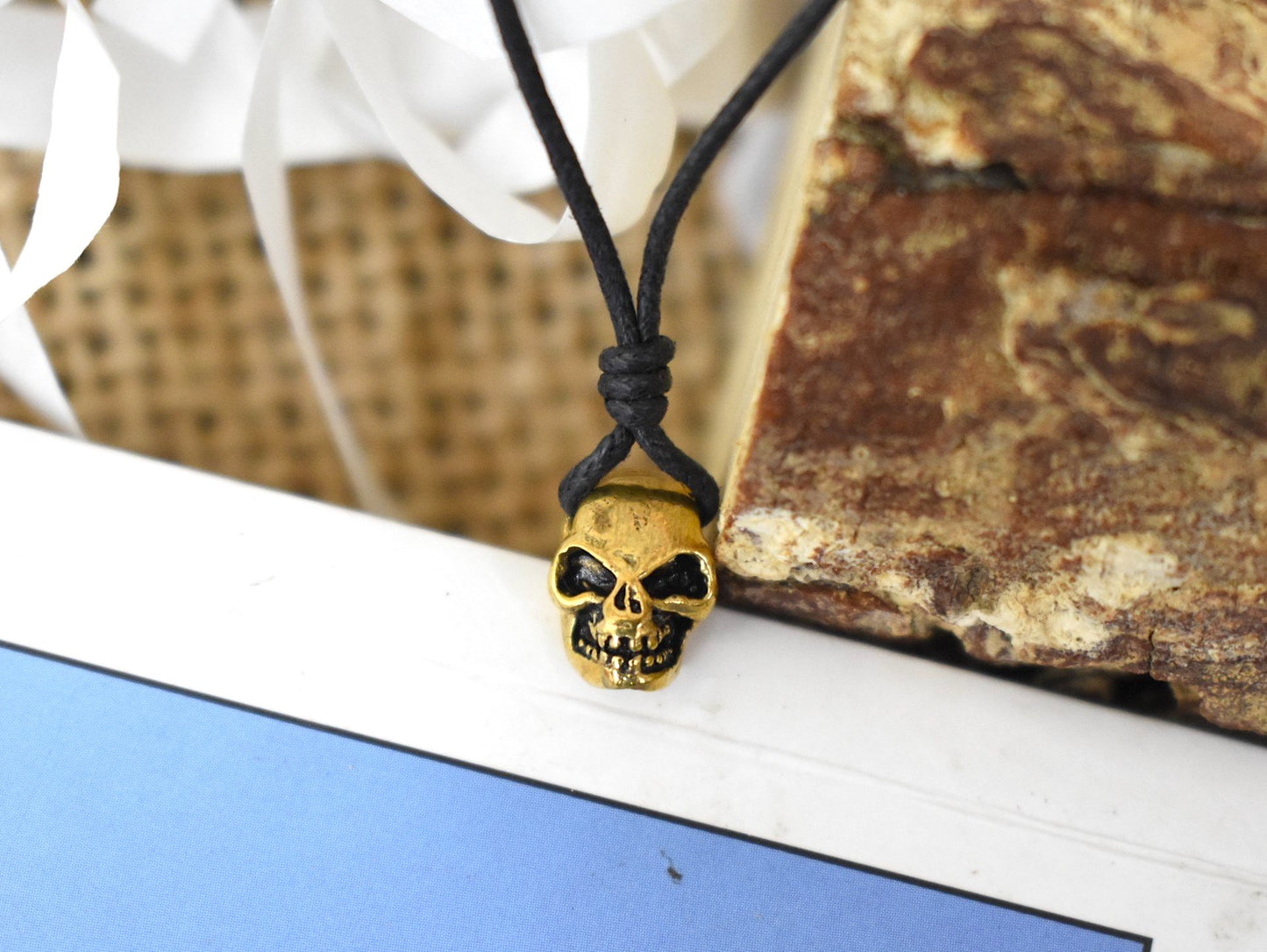 Little Baby Skull Silver Pewter Gold Brass Charm Necklace Pendant Jewelry