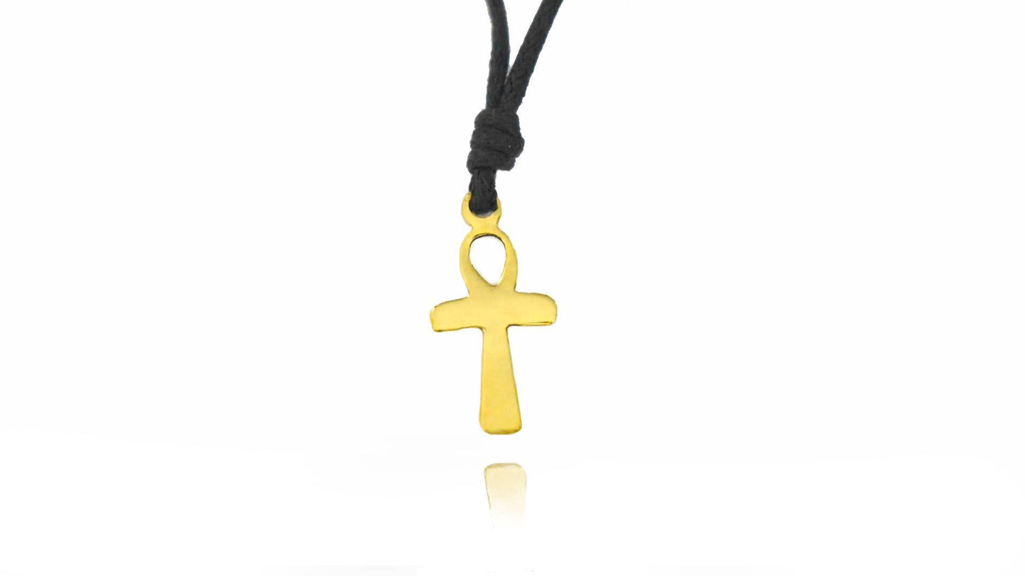 Egyptian Ankh Key 92.5 Sterling Silver Gold Brass Necklace Pendant Jewelry