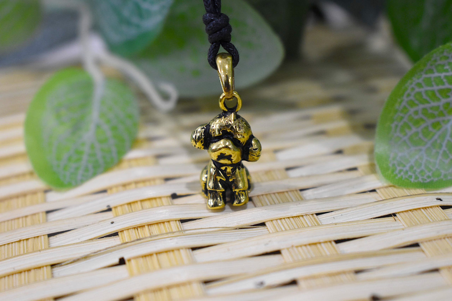 Vintage Cute Teddy Dog Pendant Sterling Silver Gold Brass Pendant Necklace