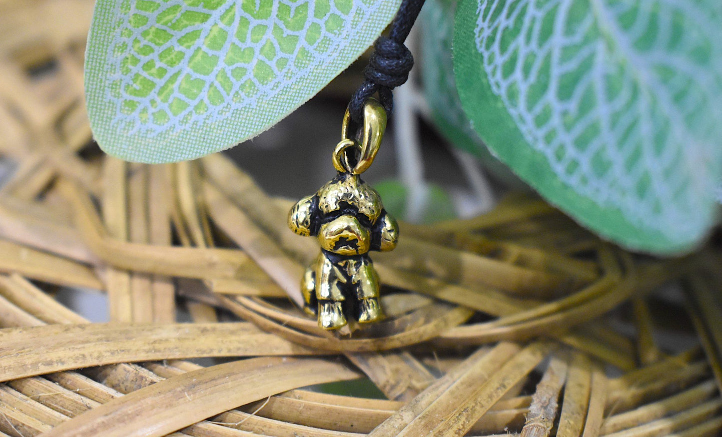 Vintage Cute Teddy Dog Pendant Sterling Silver Gold Brass Pendant Necklace