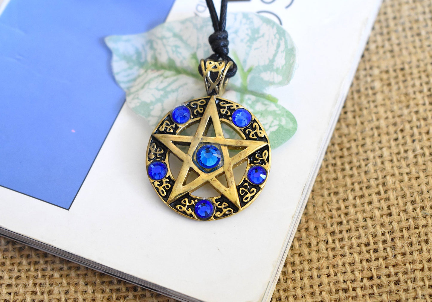 Color Pentagram Silver Pewter Gold Brass Charm Necklace Pendant Jewelry