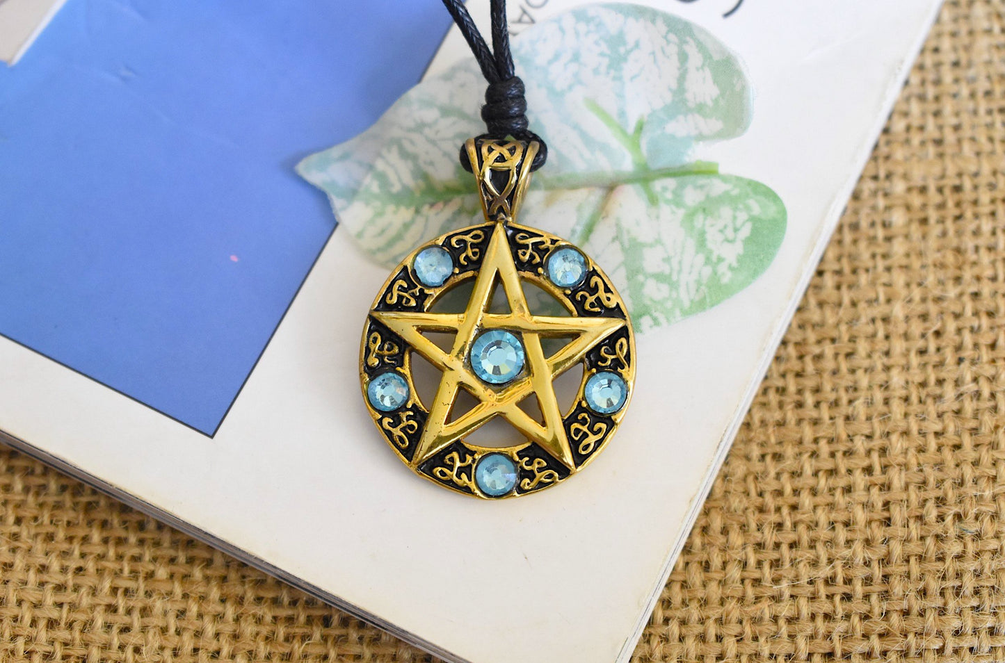 Color Pentagram Silver Pewter Gold Brass Charm Necklace Pendant Jewelry