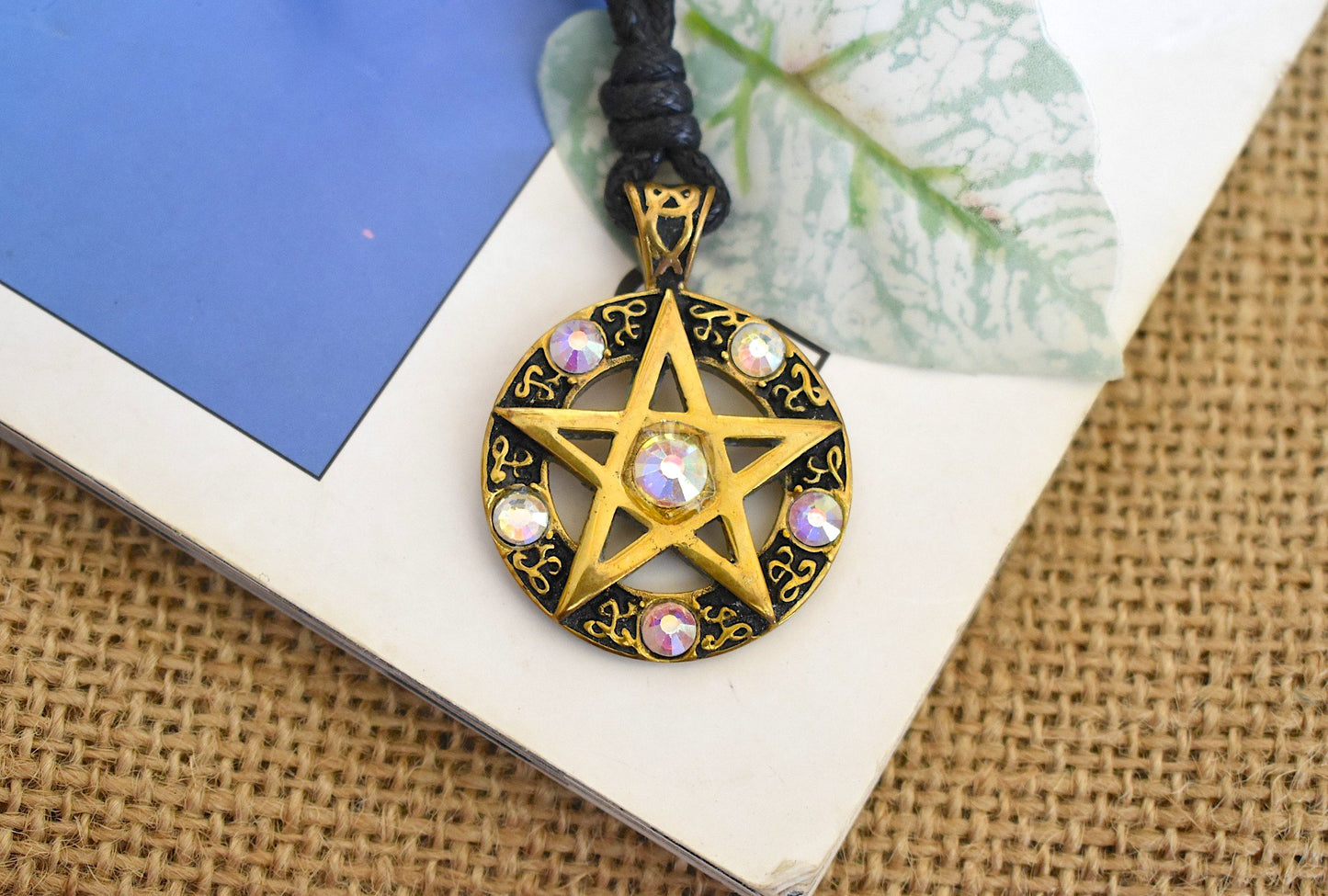 Color Pentagram Silver Pewter Gold Brass Charm Necklace Pendant Jewelry