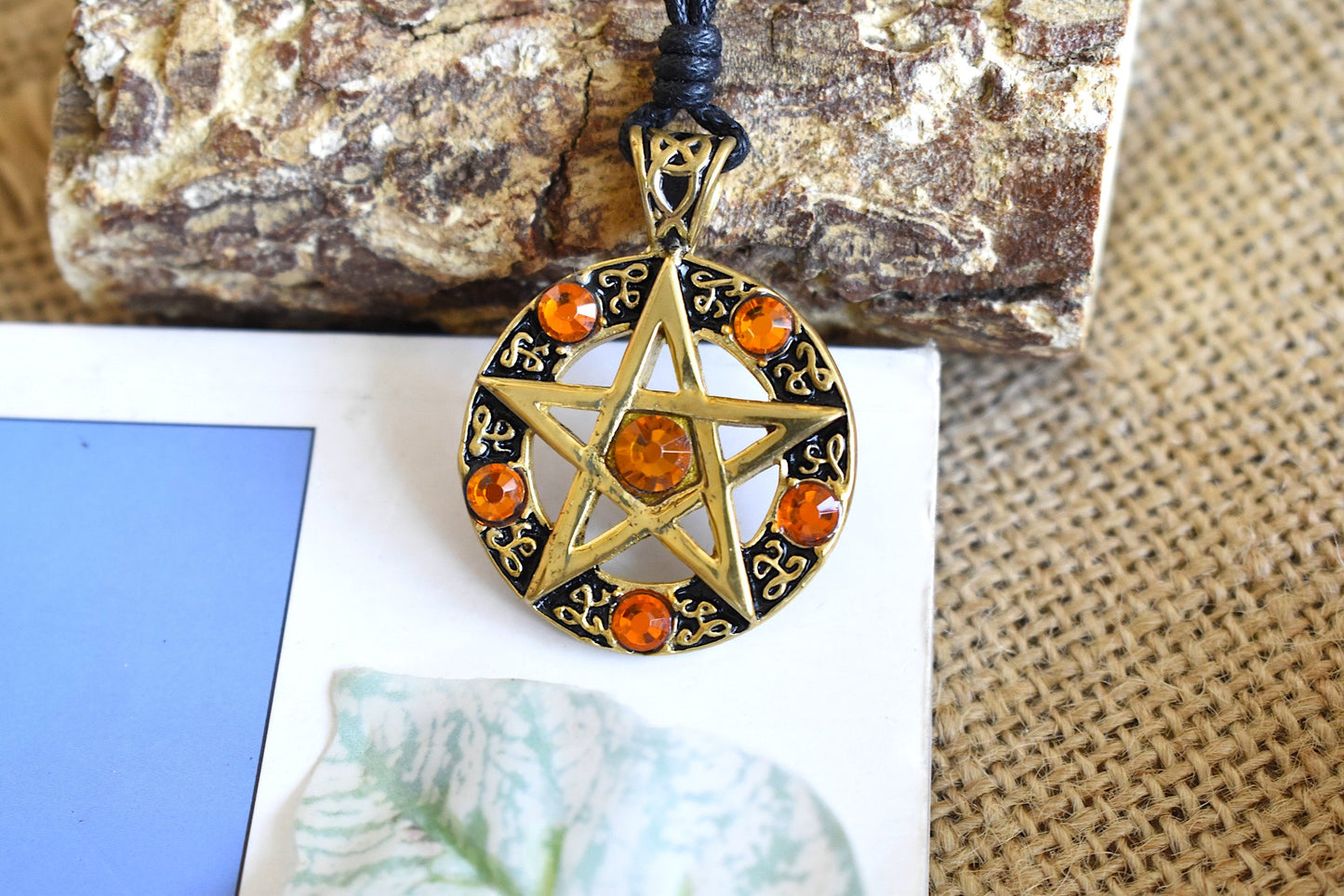 Color Pentagram Silver Pewter Gold Brass Charm Necklace Pendant Jewelry