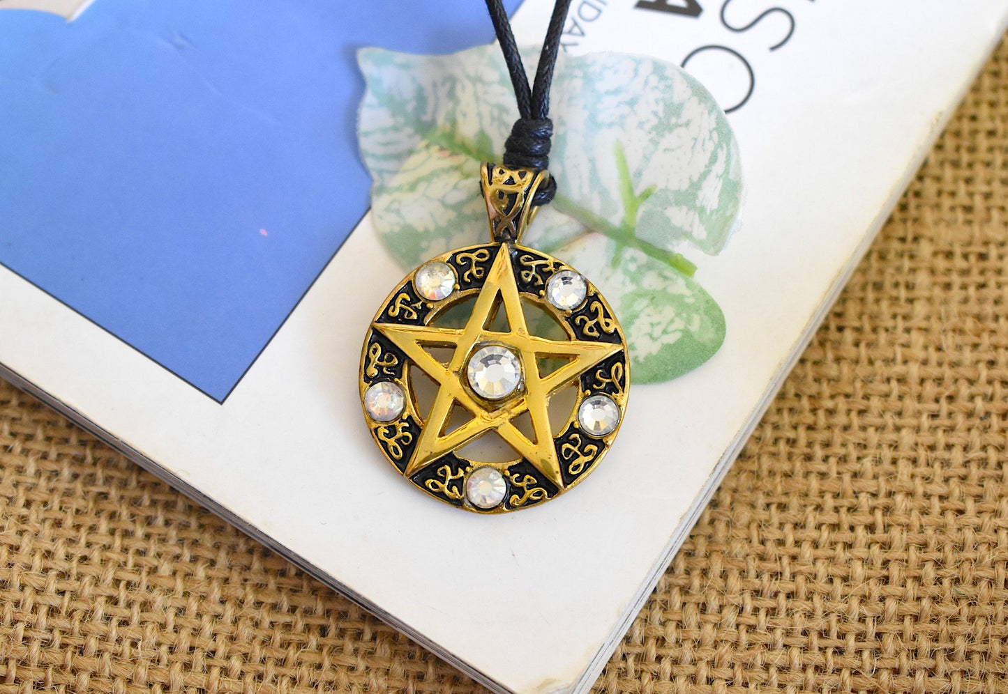 Color Pentagram Silver Pewter Gold Brass Charm Necklace Pendant Jewelry