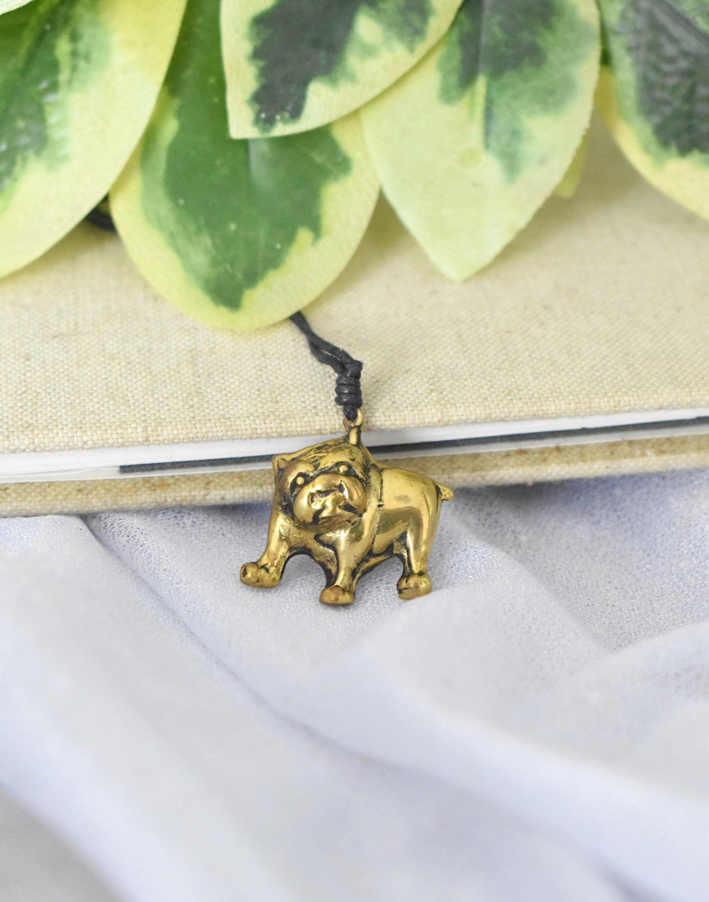 Cute Pug Puppy Gold Brass Charm Necklace Pendant Jewelry