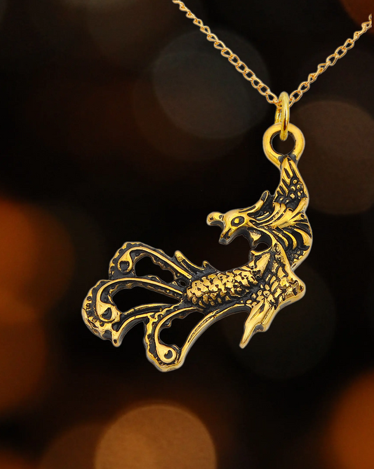 Phoenix Bird Dragon Handmade Brass Necklace Pendant Jewelry