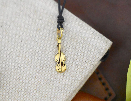 Cute Cello Violin Gold Brass Charm Necklace Pendant Jewelry