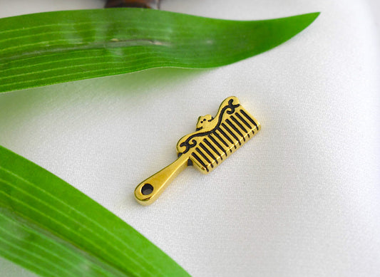 Cute Golden Comb Brush Gold Brass Charm Necklace Pendant Jewelry