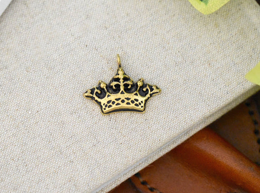 Golden King Crown Gold Brass Necklace Pendant Jewelry