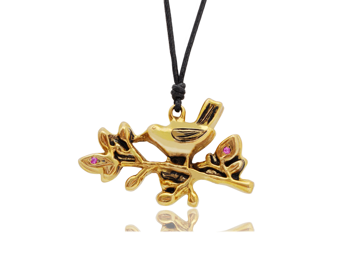 Birds Symbol Peace Gold Brass Charm Necklace Pendant Jewelry