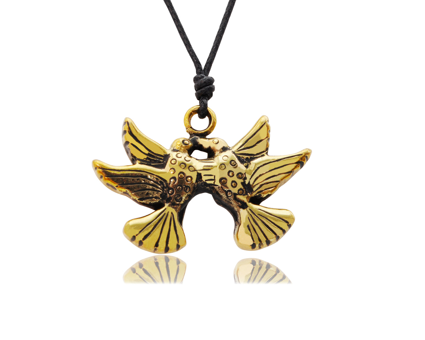 Birds Symbol Peace Gold Brass Charm Necklace Pendant Jewelry