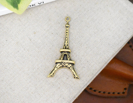 Eiffel Tower Paris Gold Brass Necklace Pendant Jewelry