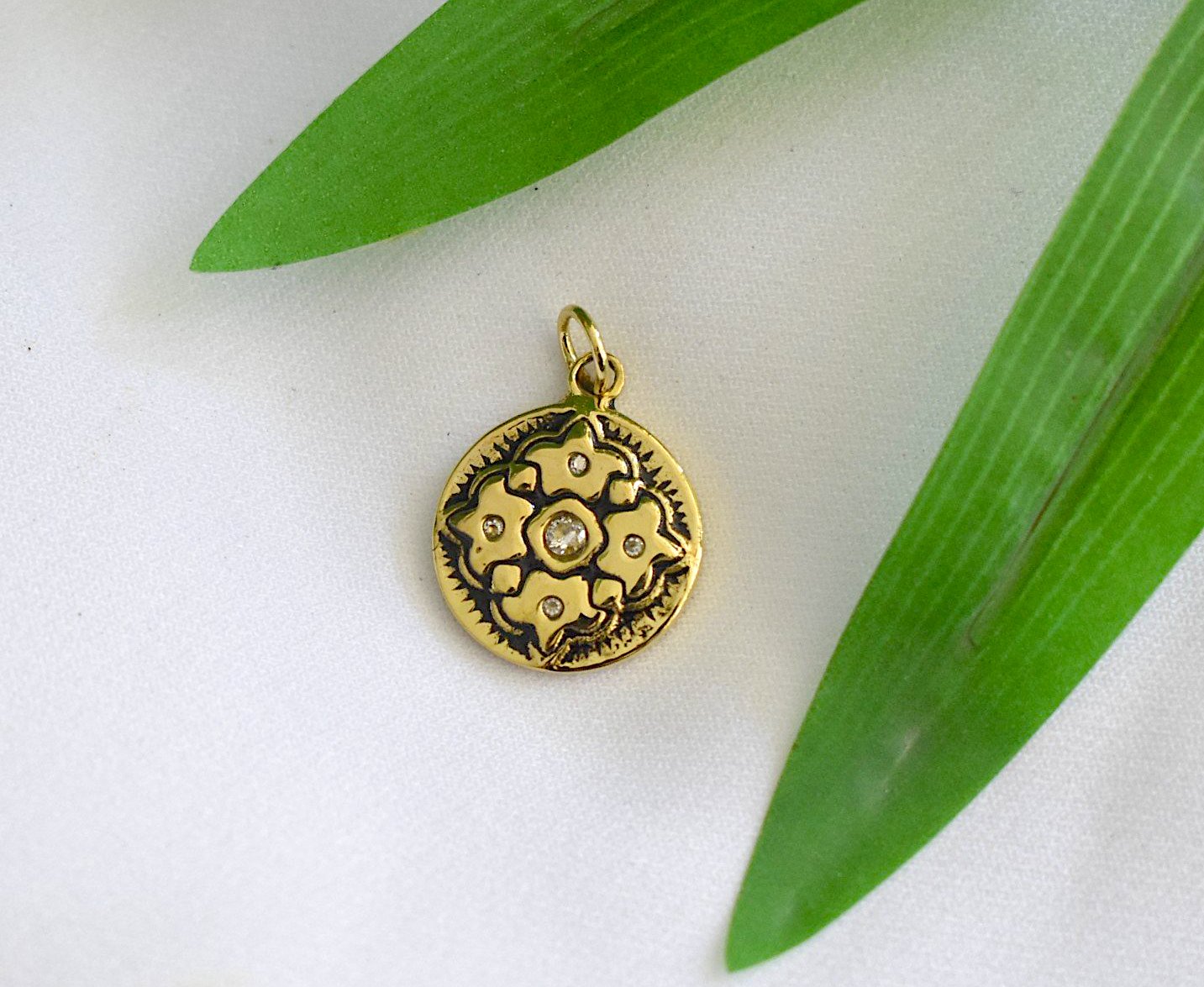 Vintage Amulet Gold Brass Charm  Necklace Pendant Jewelry