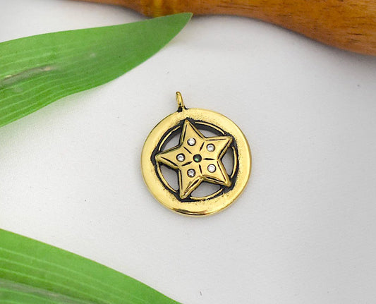 Cominist Star Handmade Gold Brass Necklace Pendant Jewelry