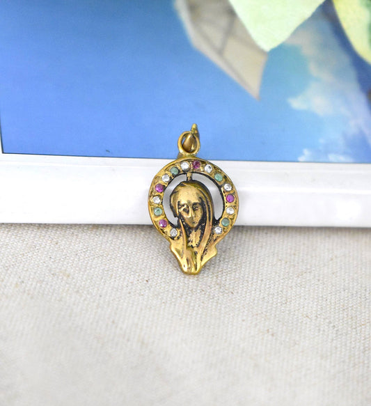 Virgin Mary Mother Of Jesus Handmade Brass Charm Necklace Pendant Jewelry