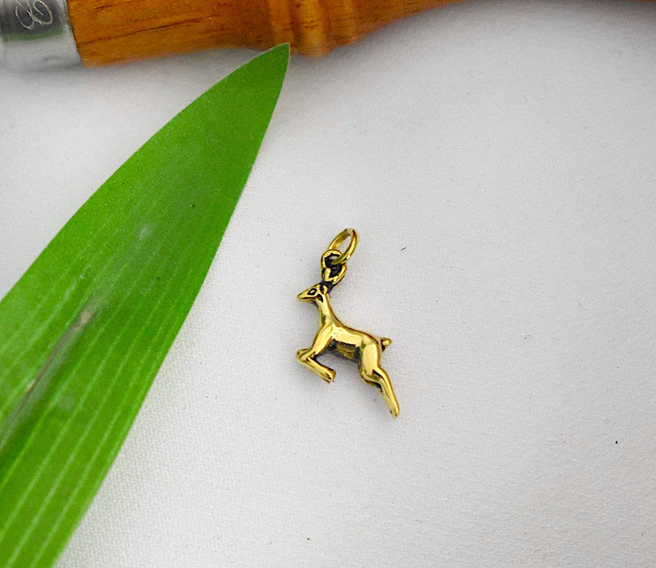 Deer 92.5 Sterling Silver Gold Brass Charm Necklace Pendant Jewelry