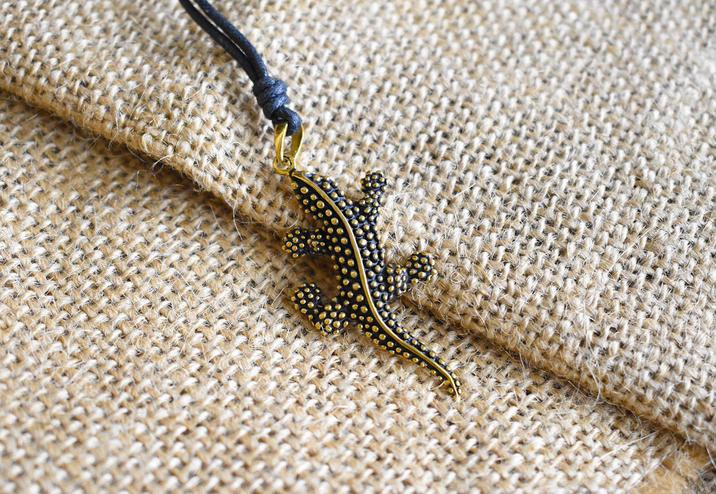 Gecko Silver Pewter Gold Brass Charm Necklace Pendant Jewelry